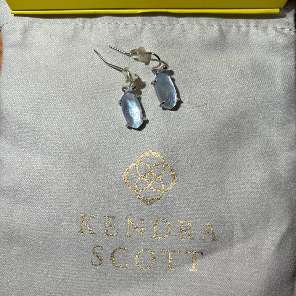 Kendra Scott Lemme Silver Earrings- iridescent stone